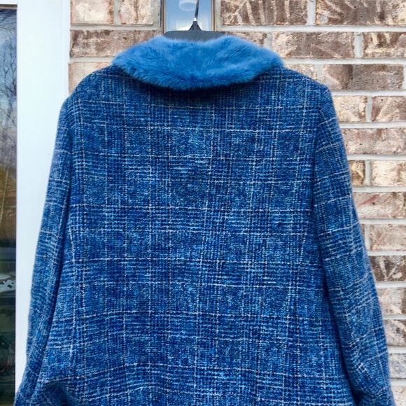 1980s Vintage $4,500 Blue Faux Fur Wool Selection De Givenchy Coat - Picture 4 of 15